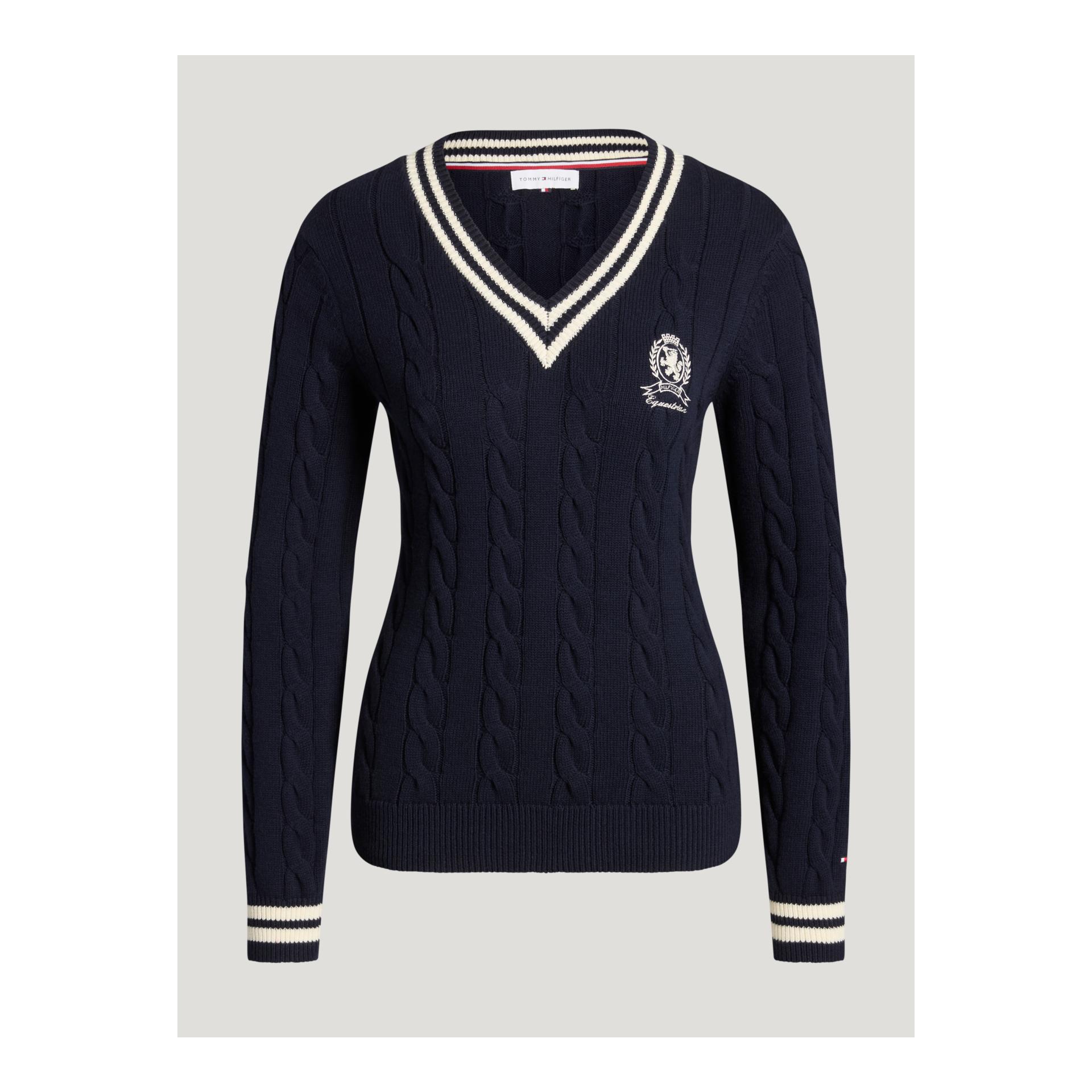 Tommy Hilfiger Equestrian Pull col en V torsadé femme Roseville