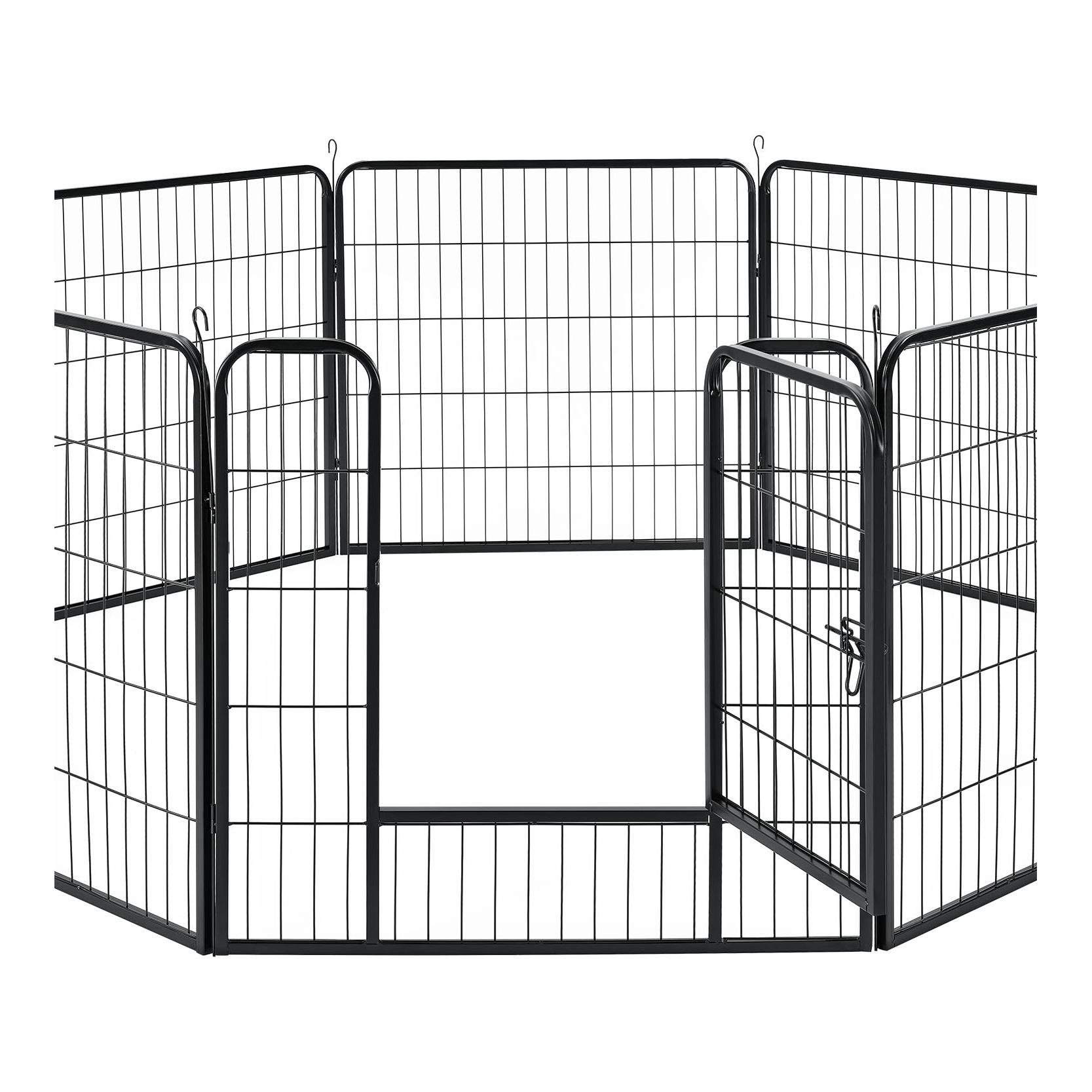 Hauptner Espace extérieur pour chiots en métal avec double porte verrouillable - 8 pièces