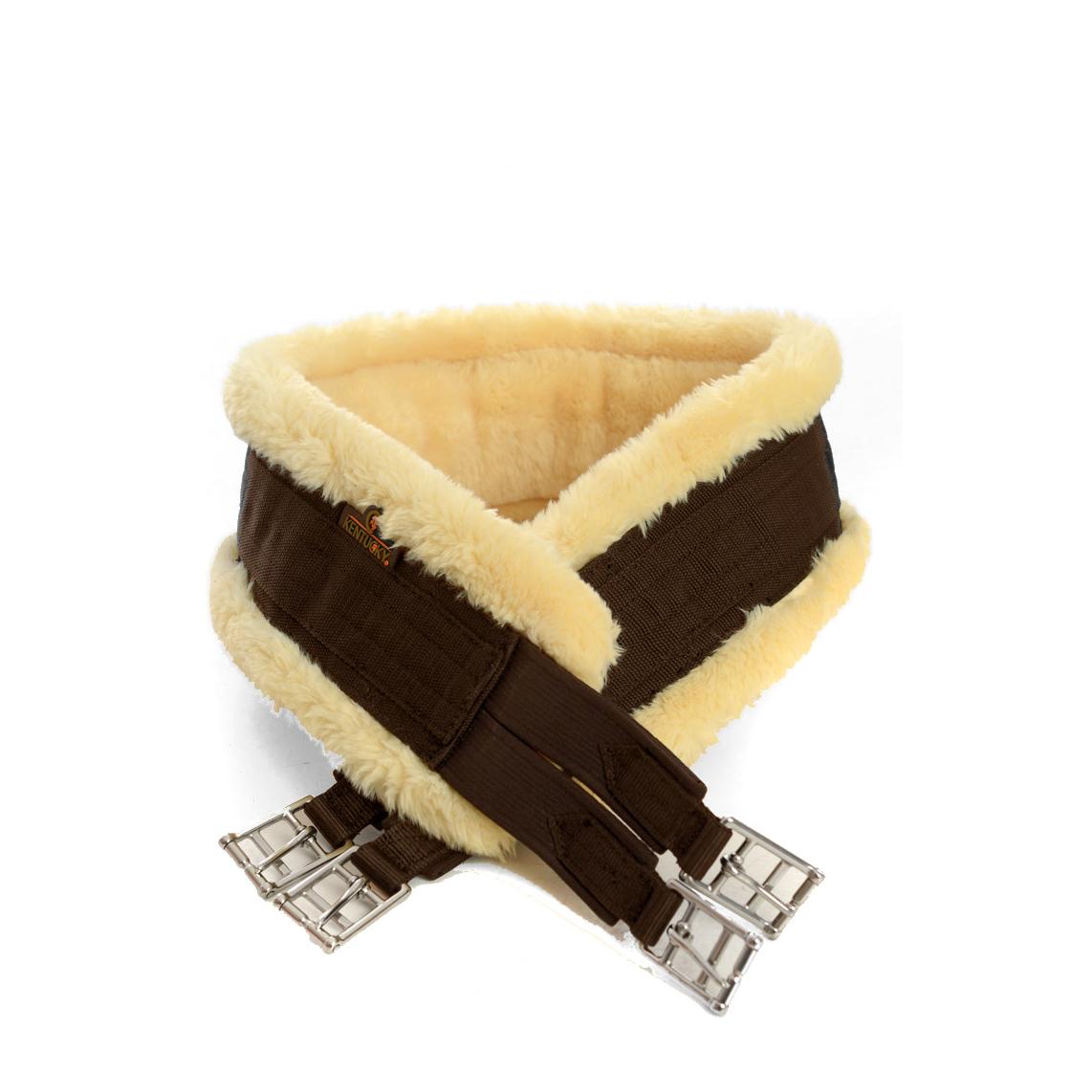 Kentucky Sattelgurt mit künstlichem Lammfell - brown