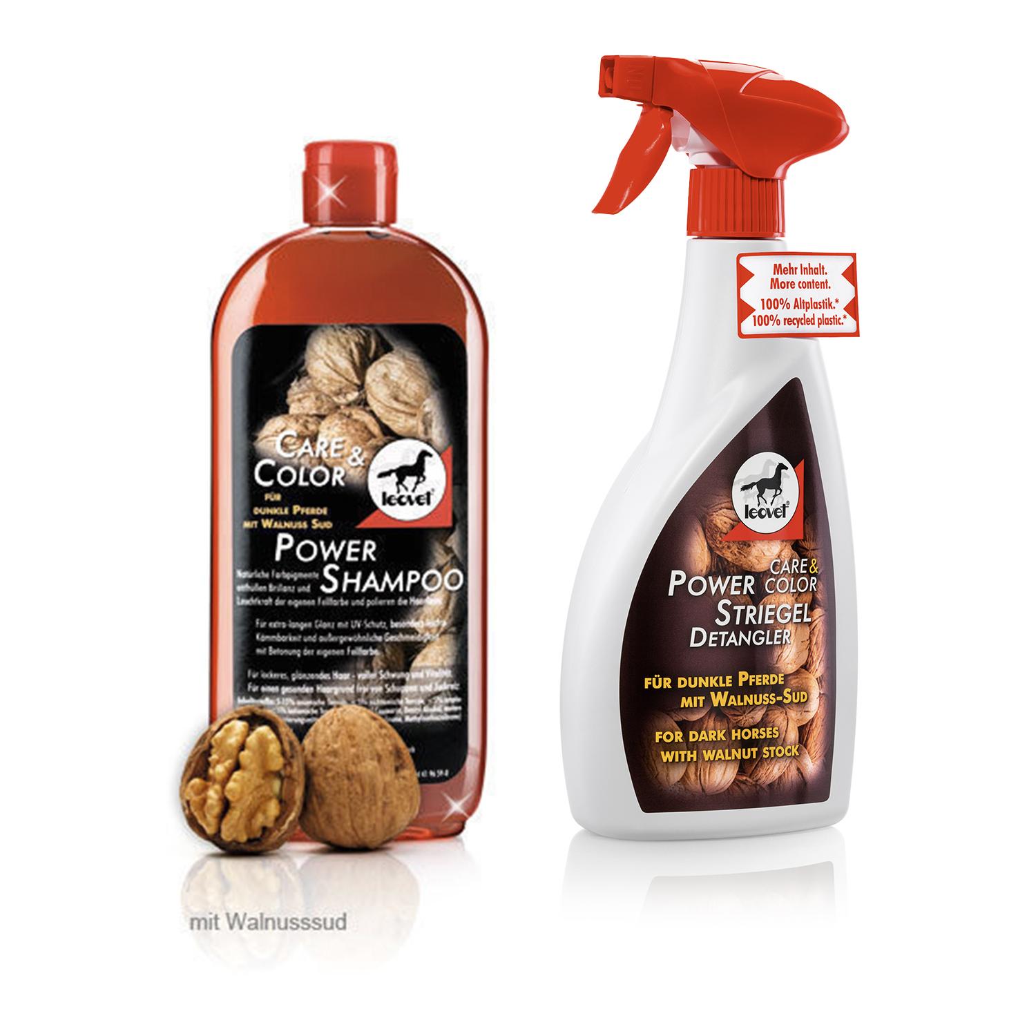 leovet Power Striegel und Power Shampoo Walnuss Set