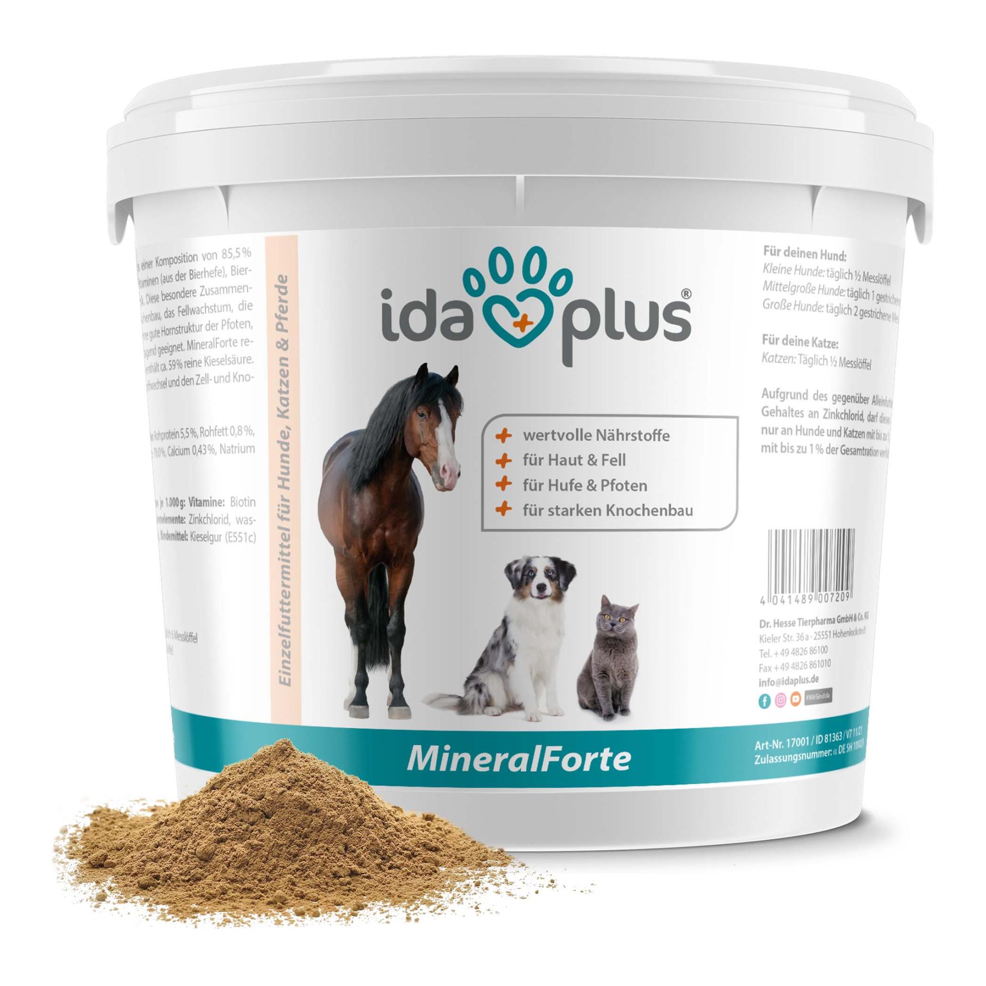 IdaPlus Mineral Forte – minéraux et vitamines essentiels pour les défenses immunitaires, la peau et le pelage
