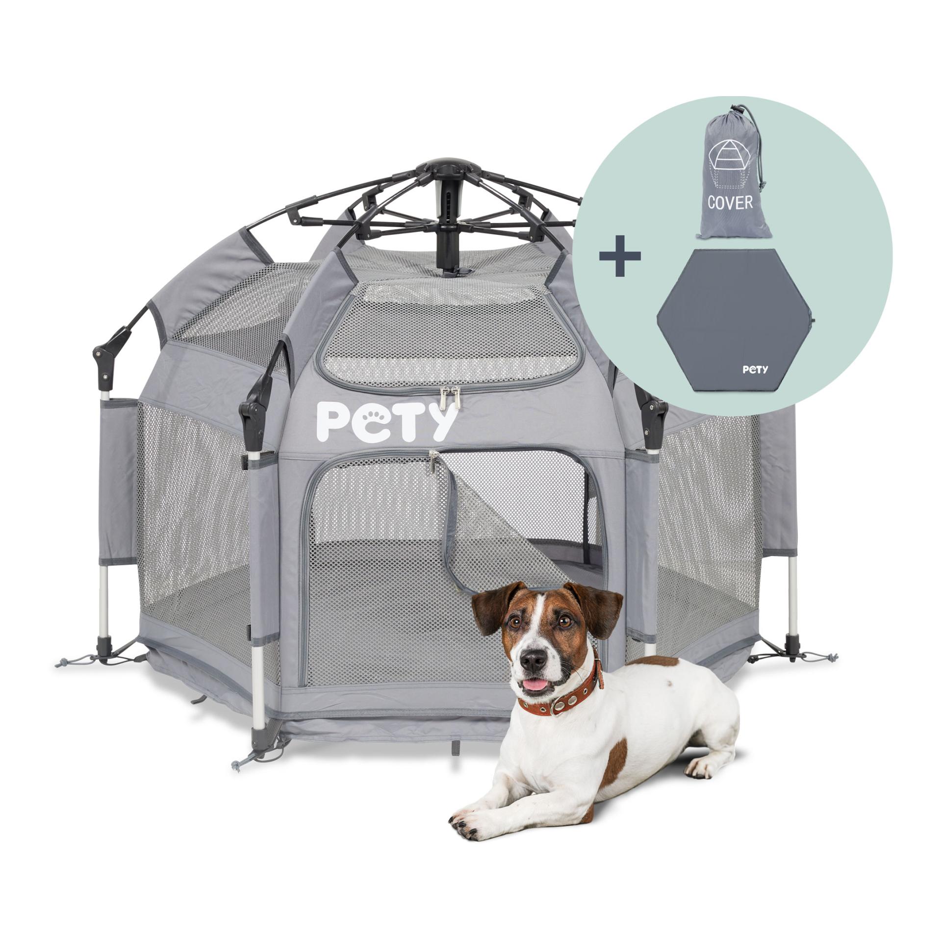Pety Laufstall Set klein mit Bodenmatte und Dach