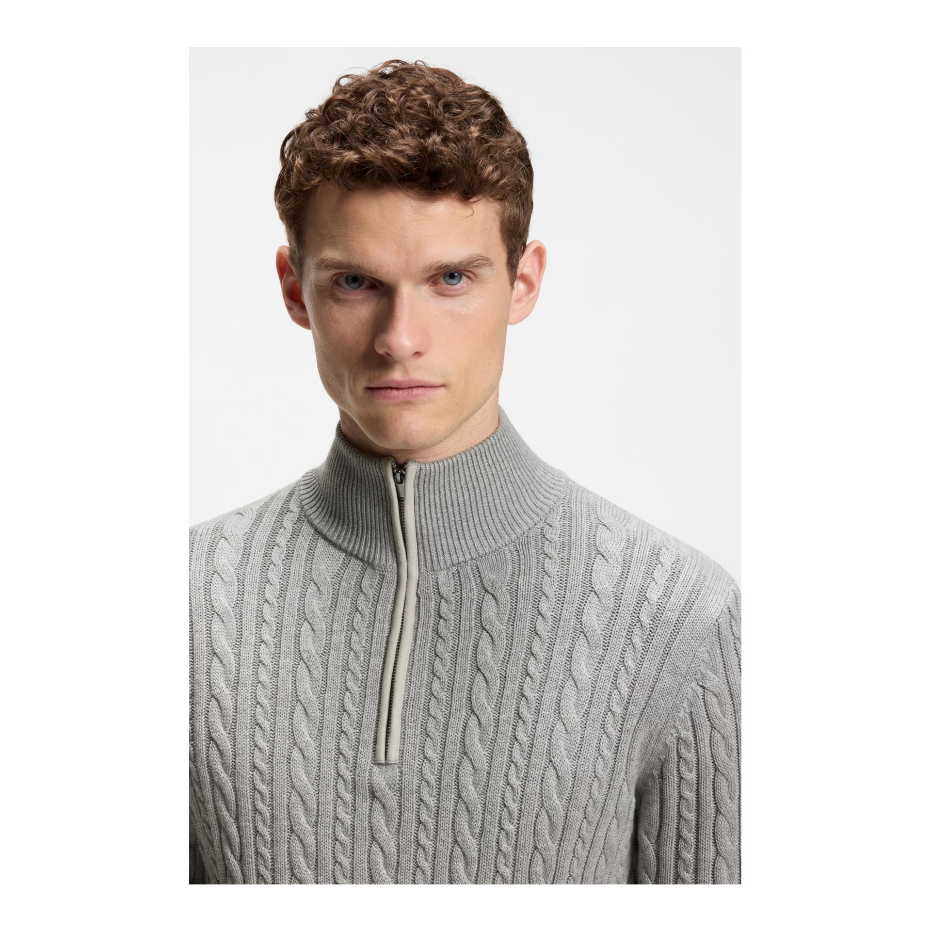BOSS Equestrian Pull en tricot demi-zip Jerome homme