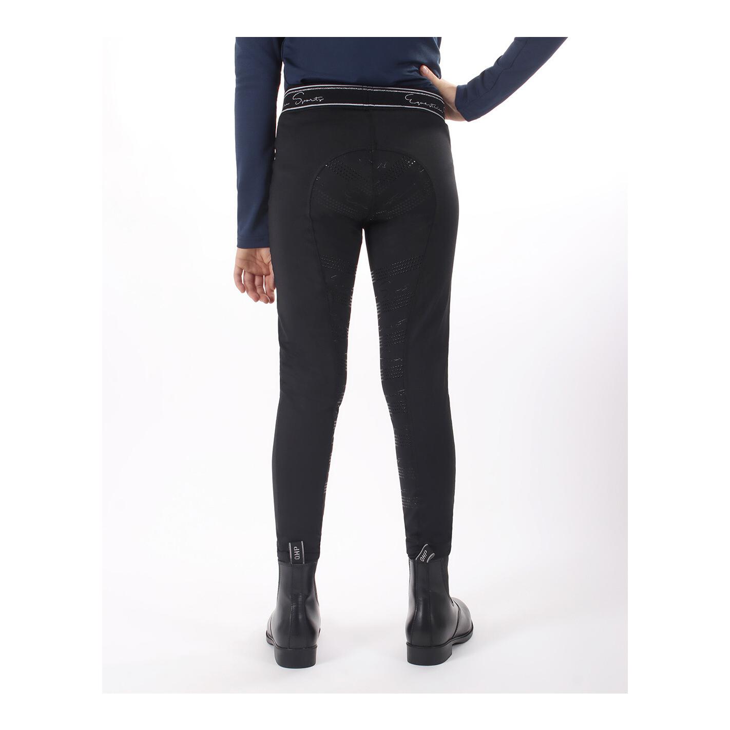 QHP Legging d'équitation pour enfants fond intégral Eden Junior - noir