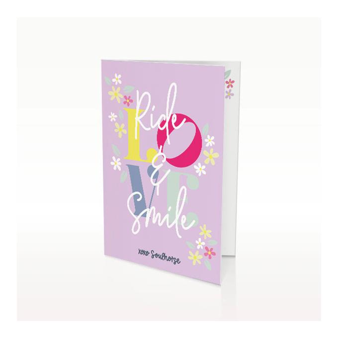 Soulhorse Grusskarte "Ride & Smile" Rosa
