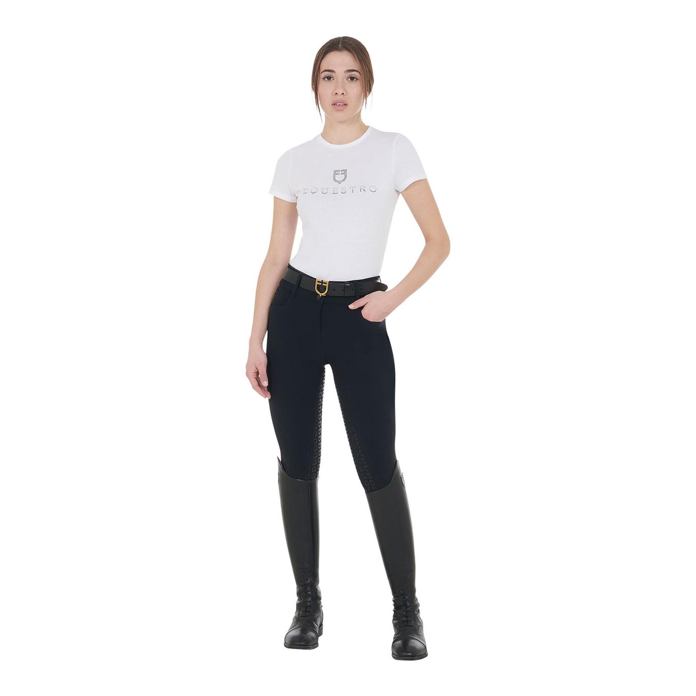 Equestro Culotte d'équitation taille haute à fond intégral pour filles
