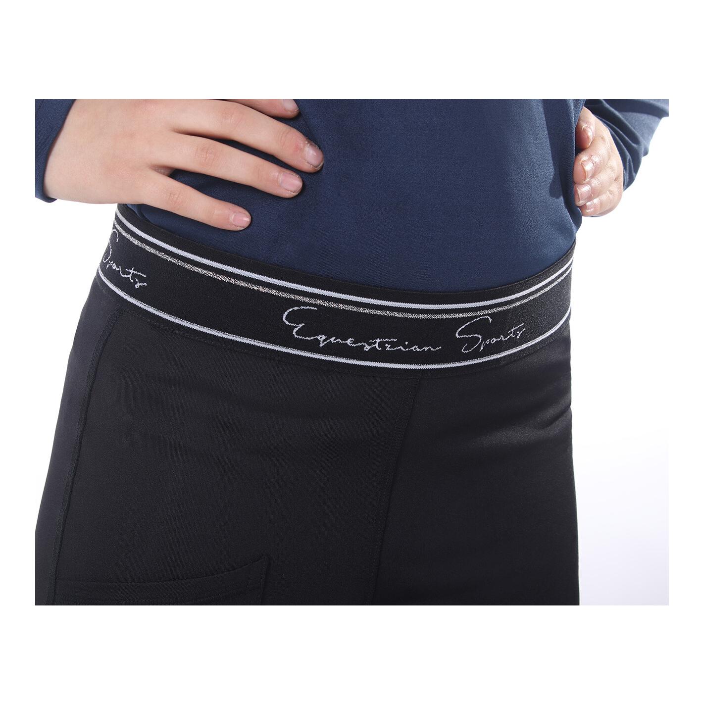 QHP Legging d'équitation pour enfants fond intégral Eden Junior - noir
