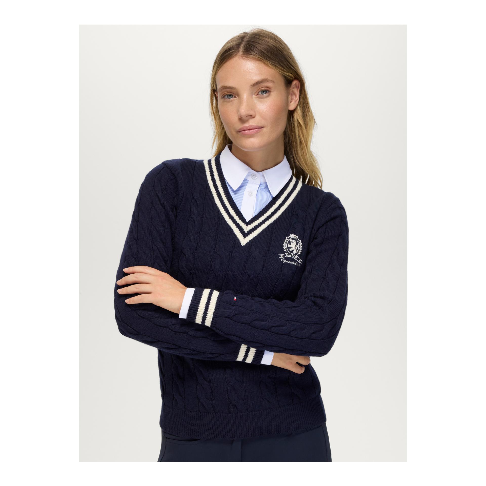 Tommy Hilfiger Equestrian Pull col en V torsadé femme Roseville