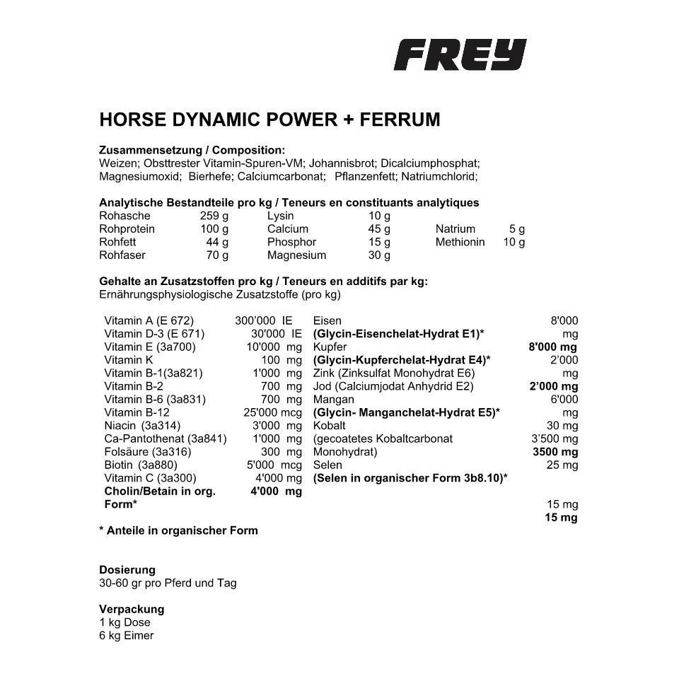 Frey Zusatzfutter Horse Dynamic Power + Ferrum