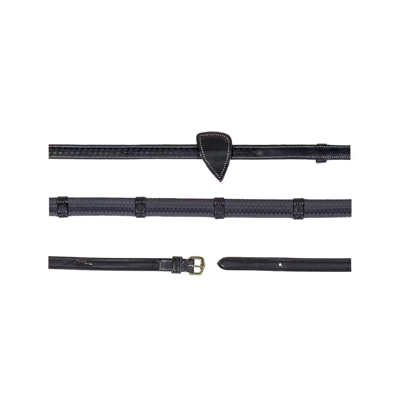 Dy'on 1/2'' Rubber reins with 7 leather loops and plaited finishing D