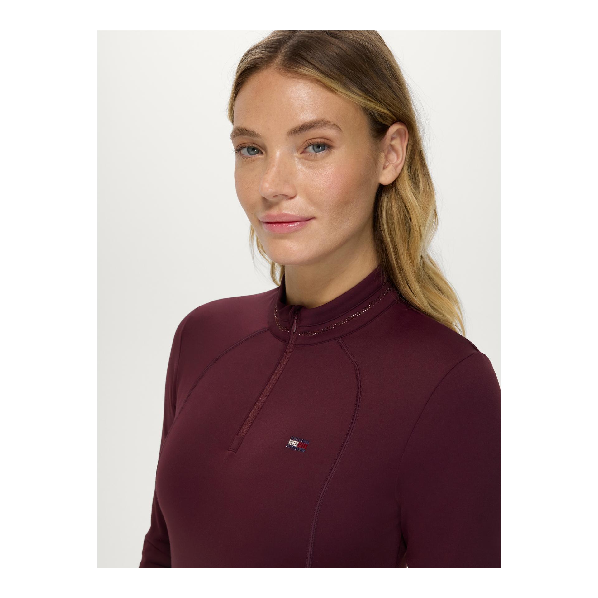 Tommy Hilfiger Equestrian Haut d'entraînement zippé 1/4 avec strass femme Cady