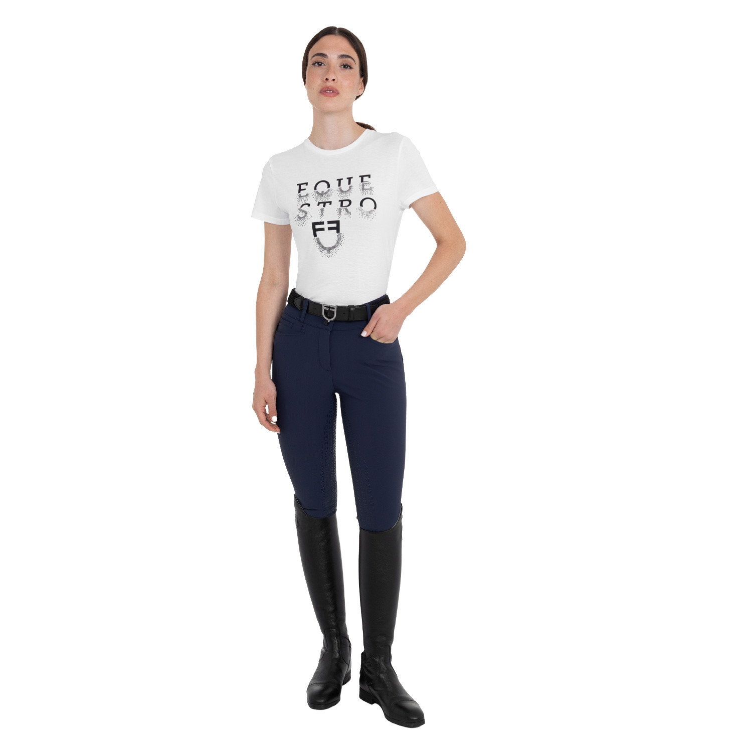 Equestro Pantalon d'équitation taille haute fond intégral femme