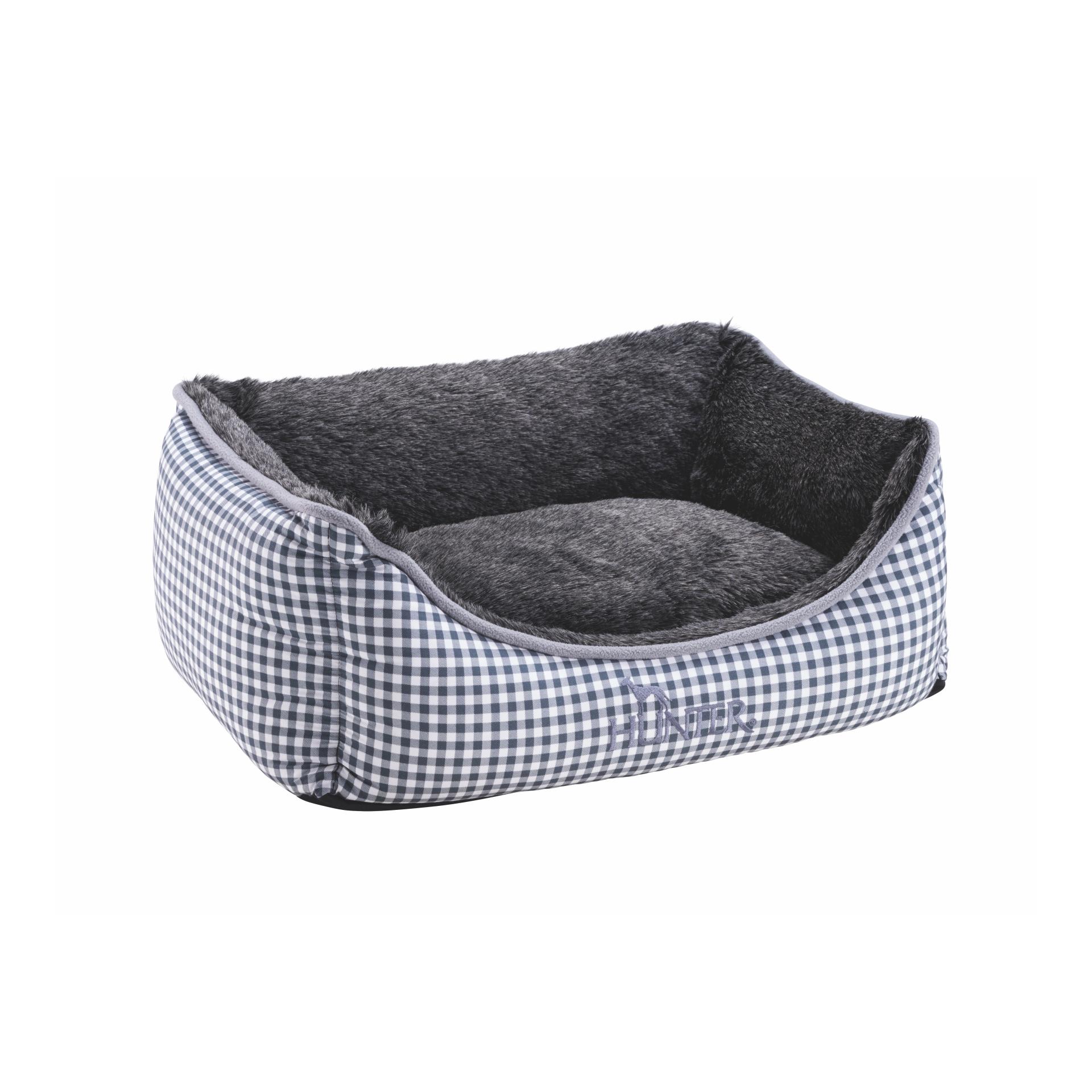 Hunter Canapé pour chien Astana avec imitation de fourrure - Motif à carreaux gris