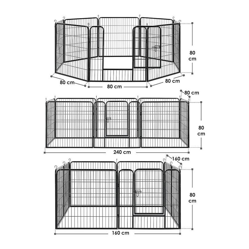 Hauptner Espace extérieur pour chiots en métal avec double porte verrouillable - 8 pièces