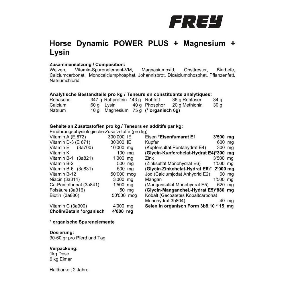 Frey Complément alimentaire Horse Dynamic + Magnésium + Lysine