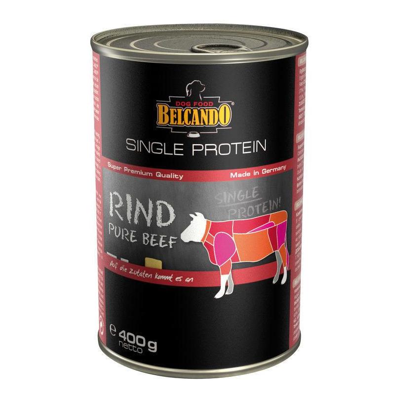 BELCANDO Boîtes de 400 g de nourriture humide pour chiens, sans additifs artificiels, une seule variété