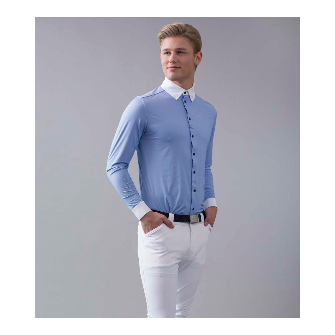 T-shirt à manches longue de concours KLOla pour hommes – bleu Fjord