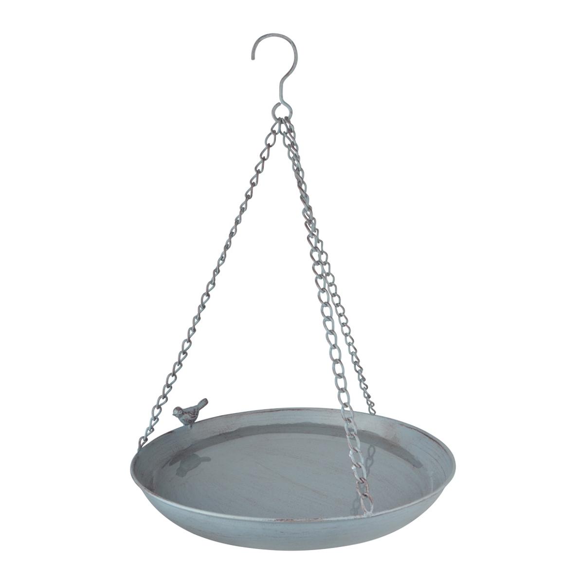 Bain oiseau à suspendre métal gris