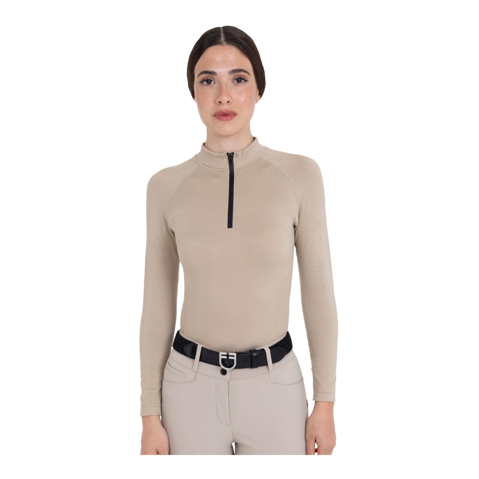 Equestro Maillot d'entraînement manches longues demi-zip femme