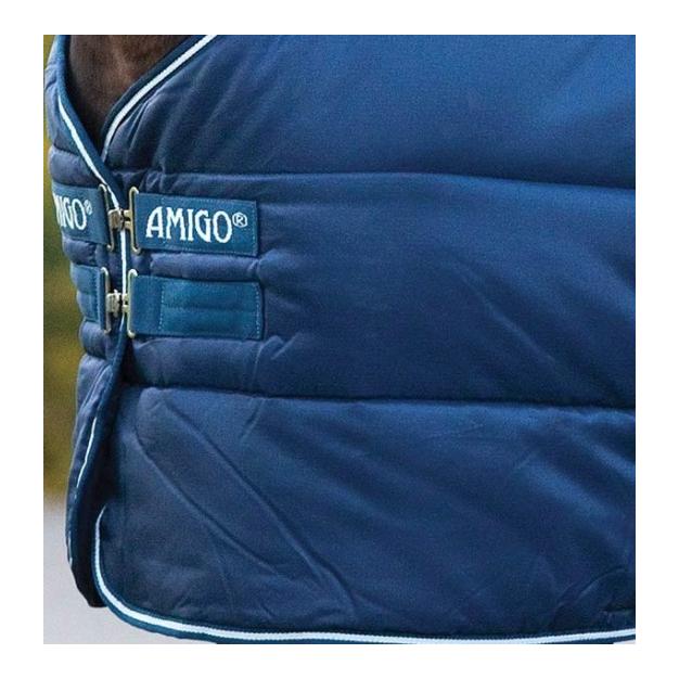 Couverture box cheval Amigo Insulator lite 100 g – bleu marine / bleu marine / blanche