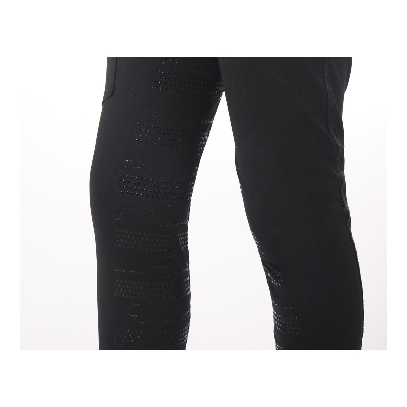 QHP Legging d'équitation pour enfants fond intégral Eden Junior - noir