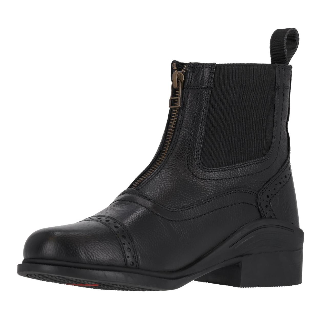 QHP Stiefelette Jakarta Adult - Leder Reitschuhe mit Reissverschluss