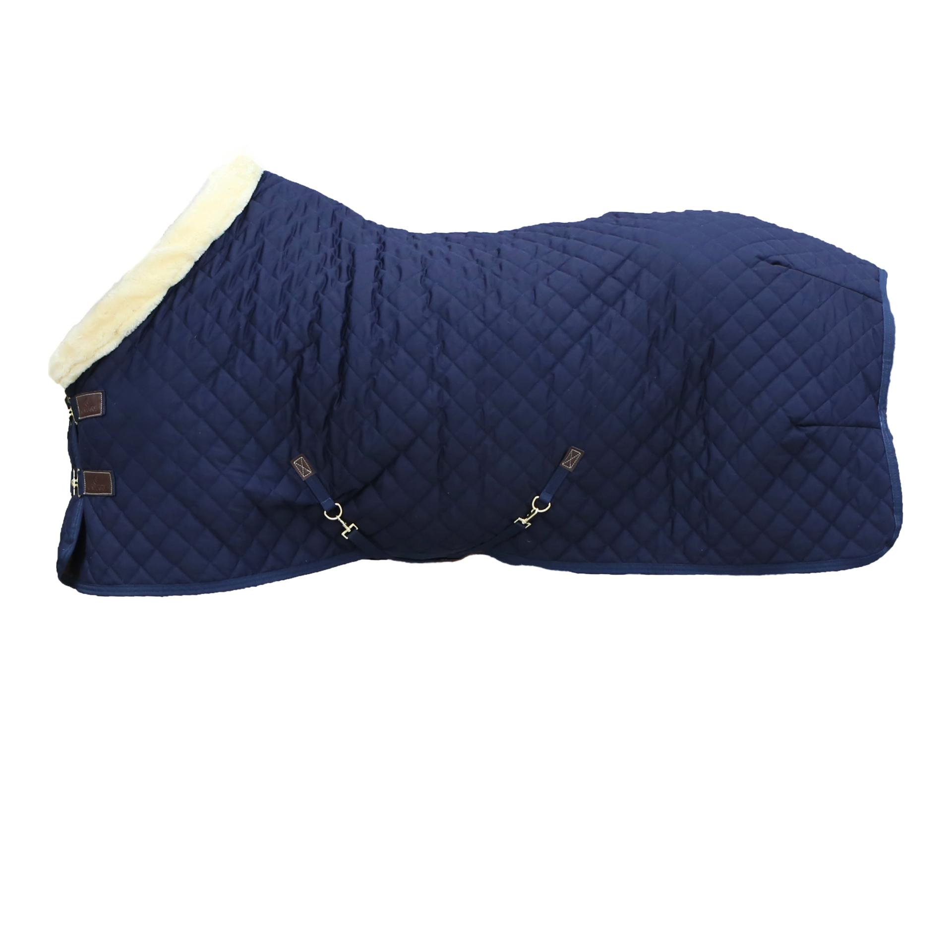 Kentucky Turnierdecke 160g mit Fellkragen (Kunstfell) - marine + Halfter Lammfell - naturel
