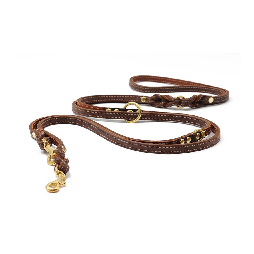 Maul Lederwaren Laisse en cuir Klassik Premium 3 m dorée