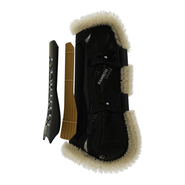 Gamaschen Vegan Lamfell Bamboo Elastik - schwarz