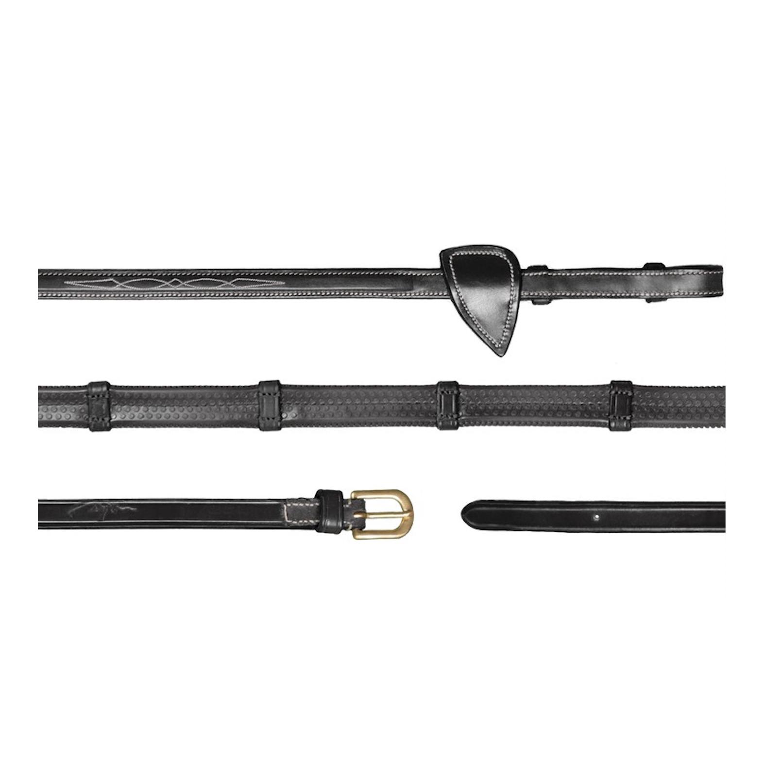 Dy'on Gummizügel mit Lederstegen 16mm - schwarz