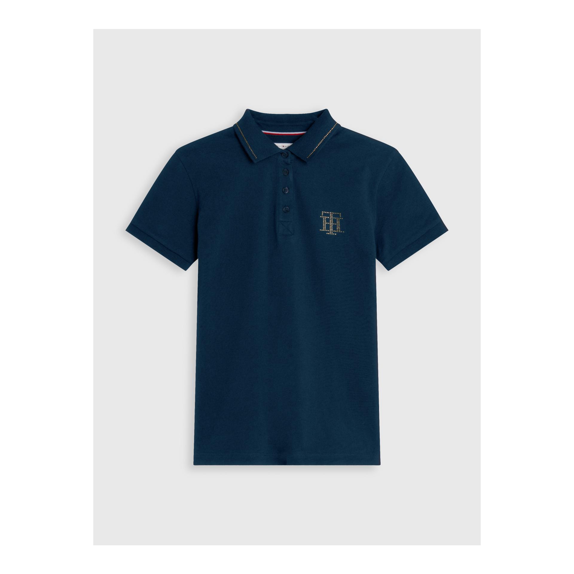 Tommy Hilfiger Equestrian Poloshirt TH Strass Damen Desert Sky