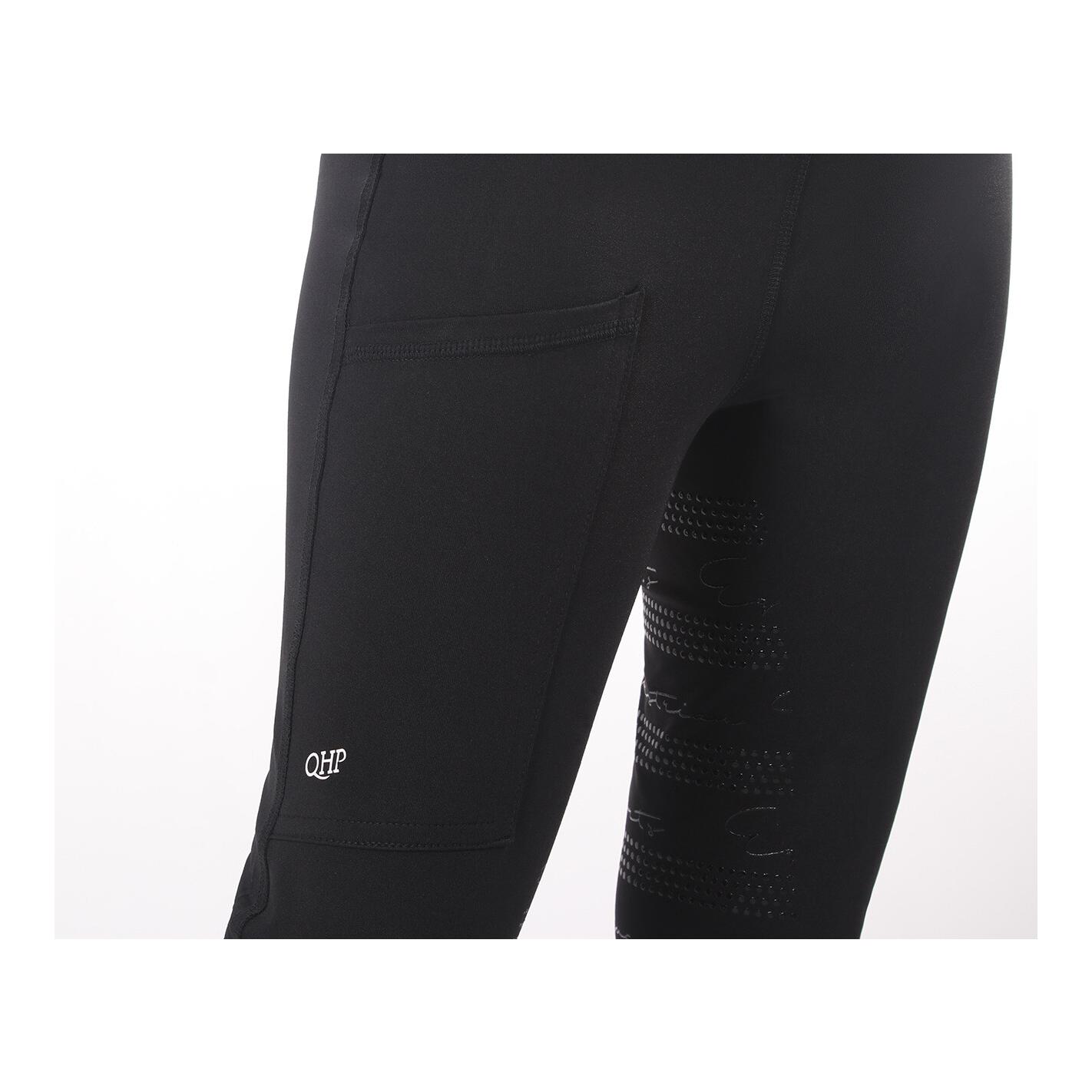 QHP Legging d'équitation pour enfants fond intégral Eden Junior - noir