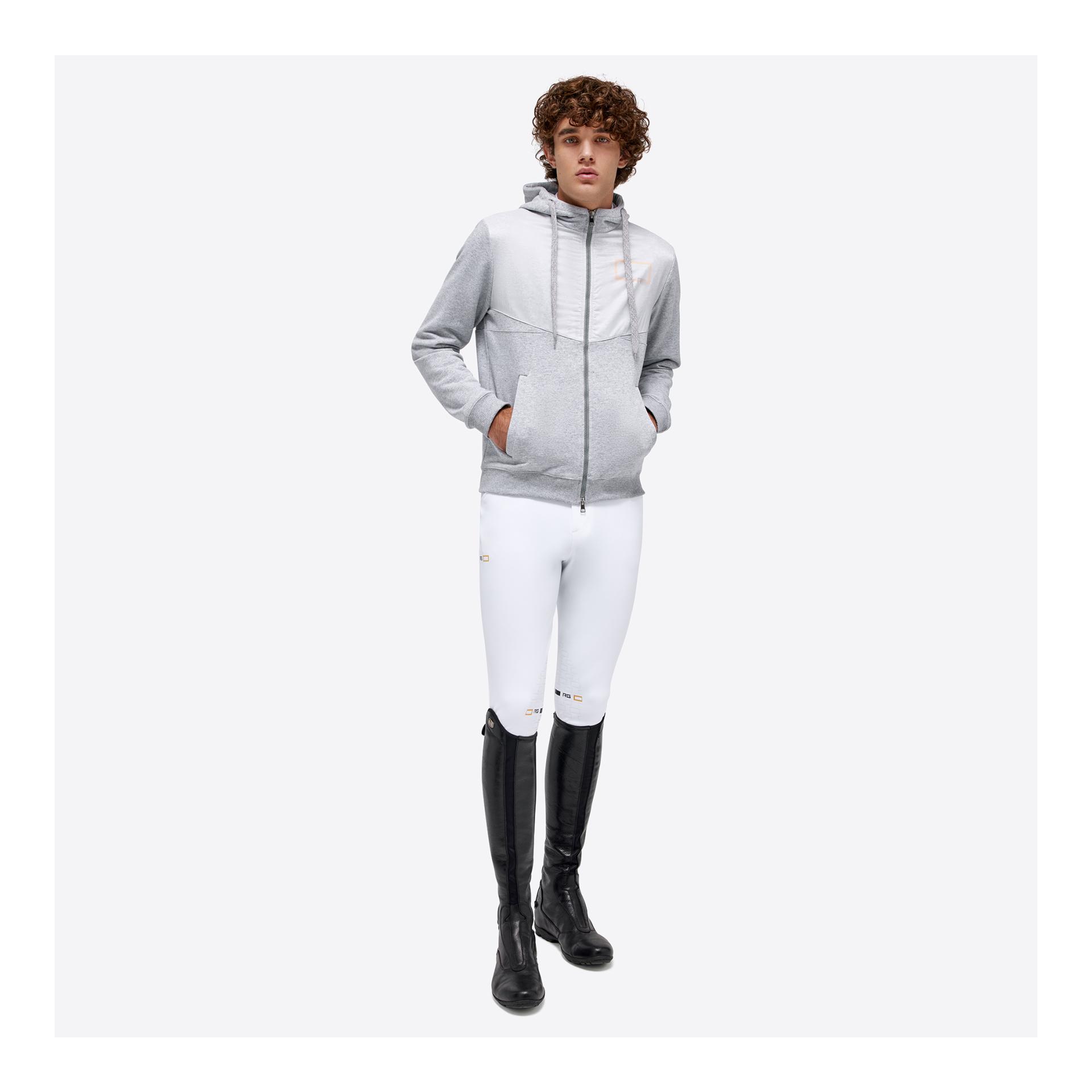 RG Italy Sweatshirt Hooded Zip Herren Grau