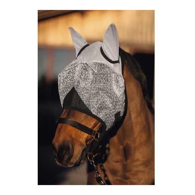 Kerbl Masque anti-mouches avec protection pour les oreilles - gris