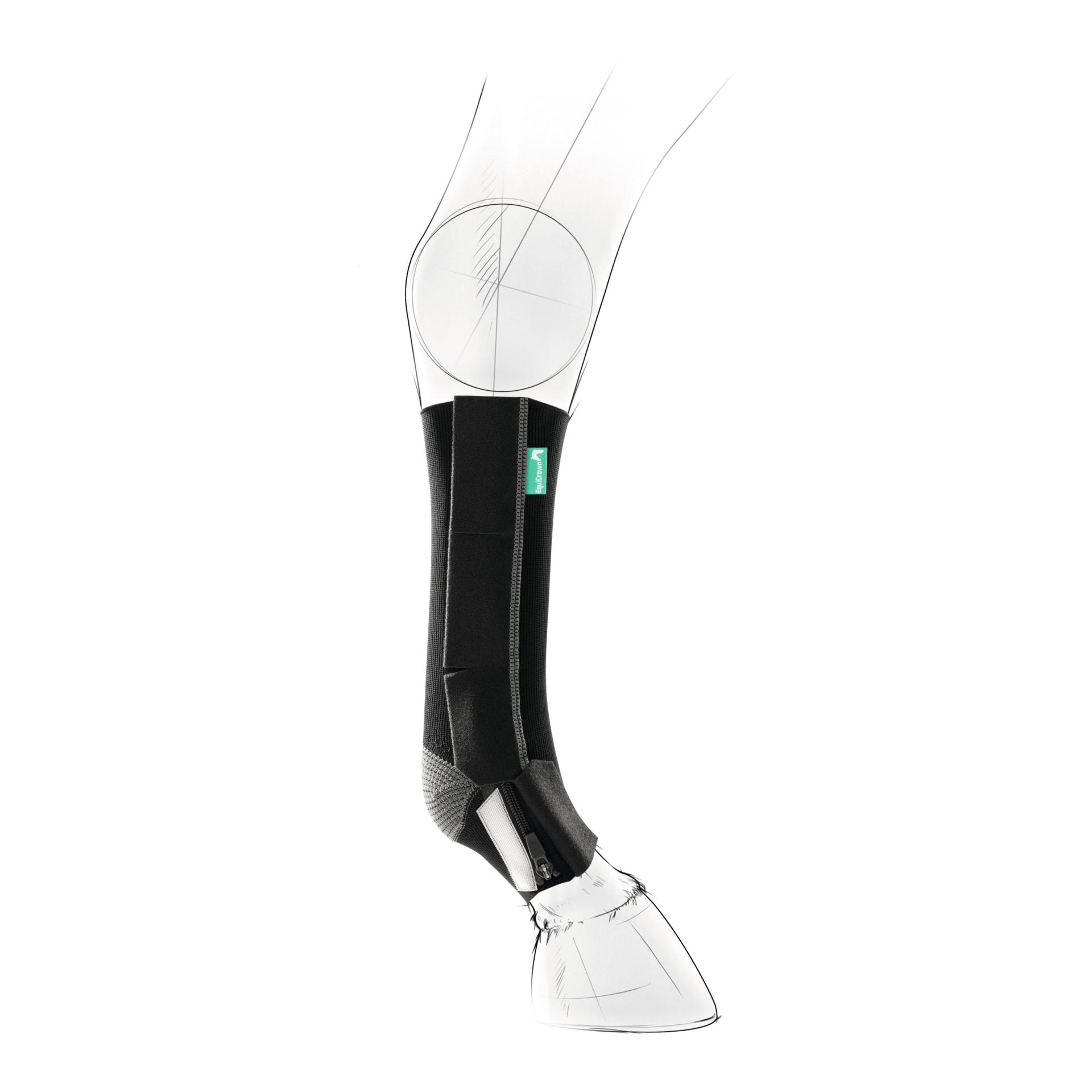 EquiCrown Kompressionsbandage active - hinten, Reissverschluss - grau