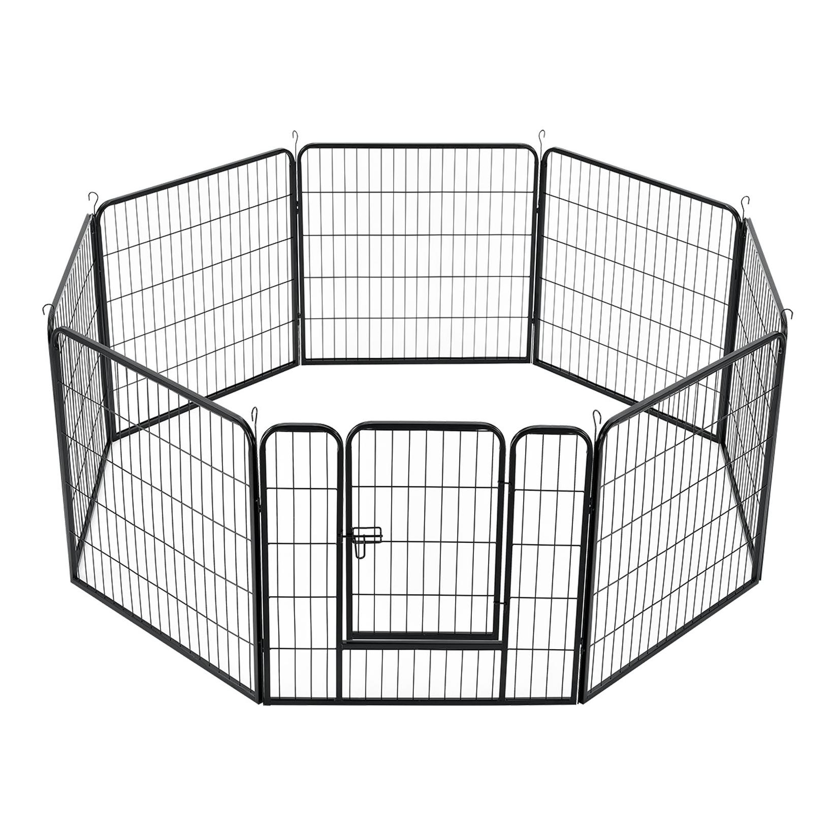 Hauptner Espace extérieur pour chiots en métal avec double porte verrouillable - 8 pièces