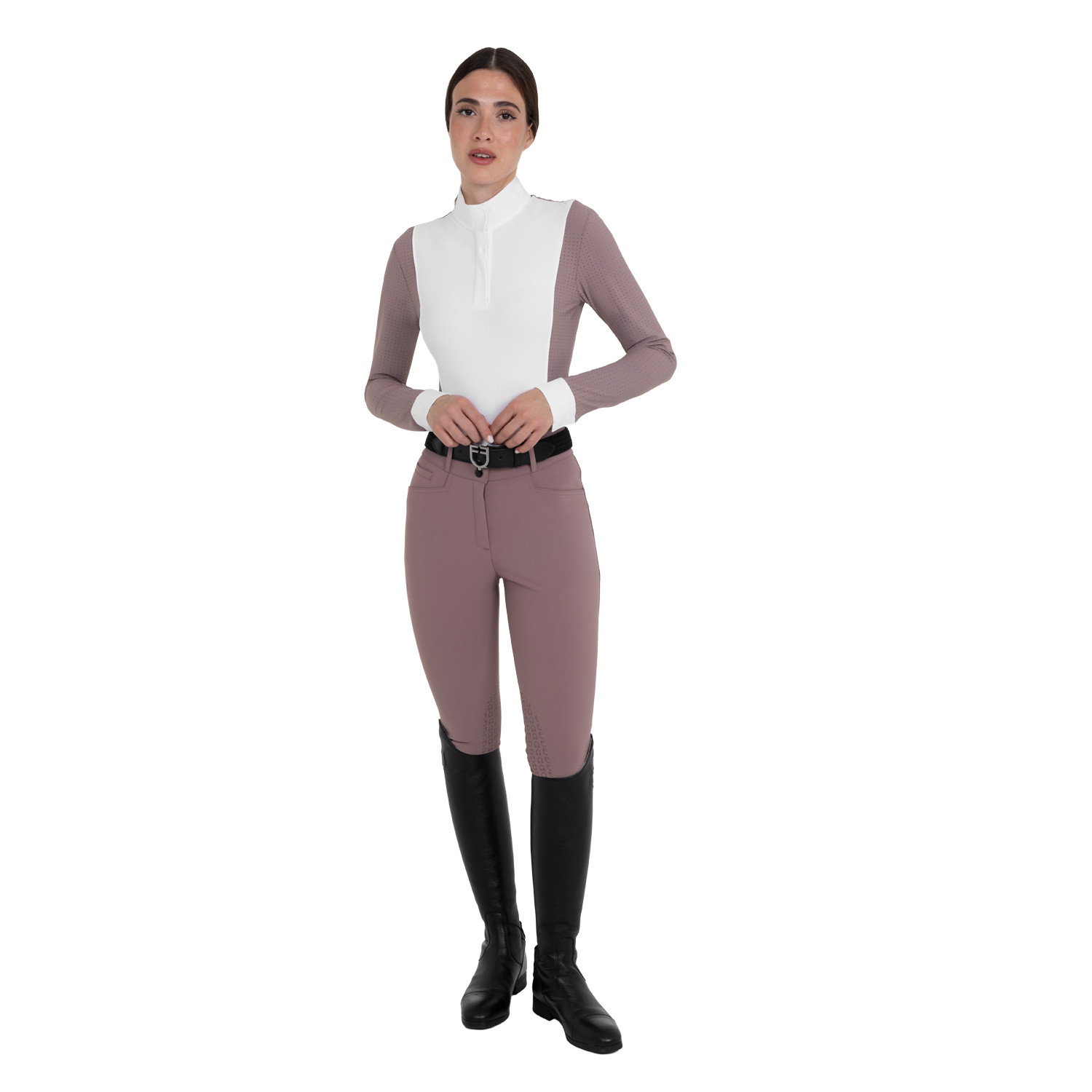 Equestro Pantalon d'équitation taille haute grip genoux femme