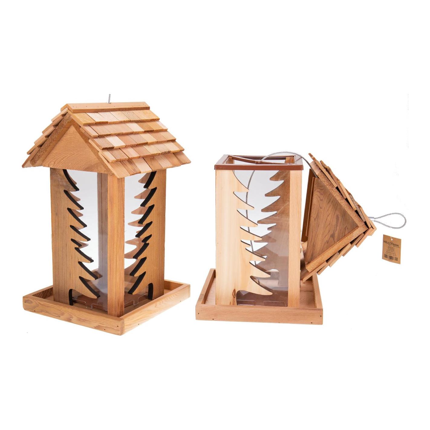 Hauptner Vogel Futterhaus - Zeder (wetterbeständig) - Fenster in Tannenform Holz