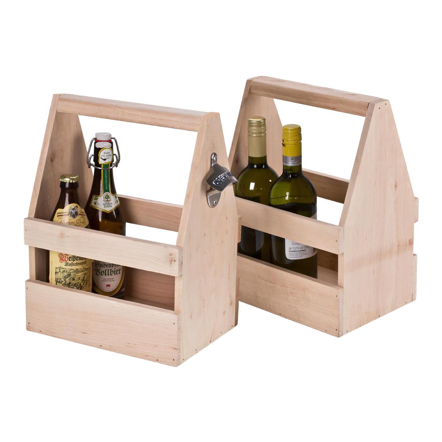 Porte-bouteilles en bois avec ouvre-bouteille